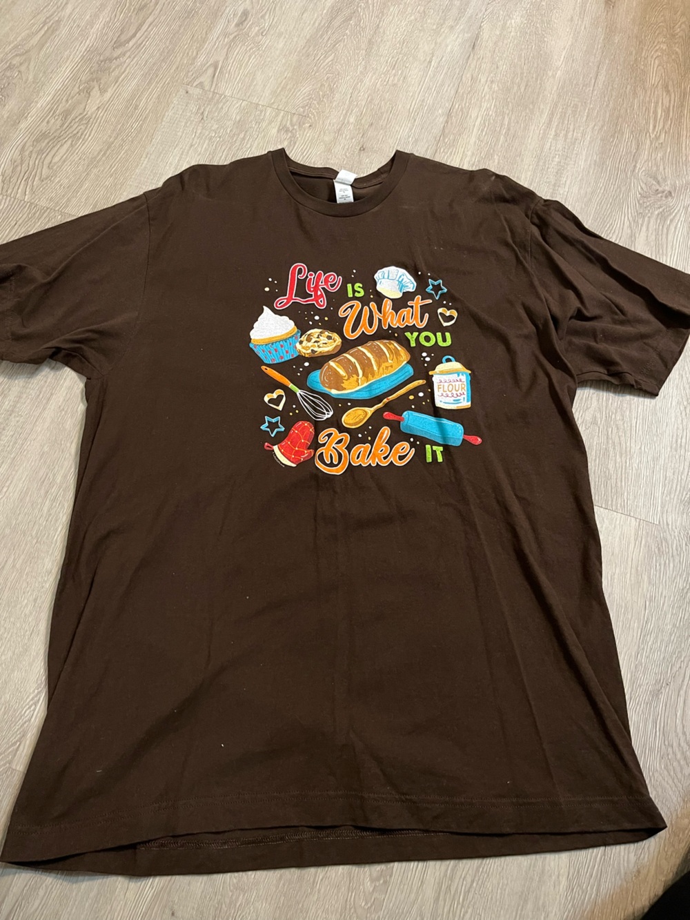Tultex Brown Short-Sleeve Baking Graphic Tee with Colorful Print